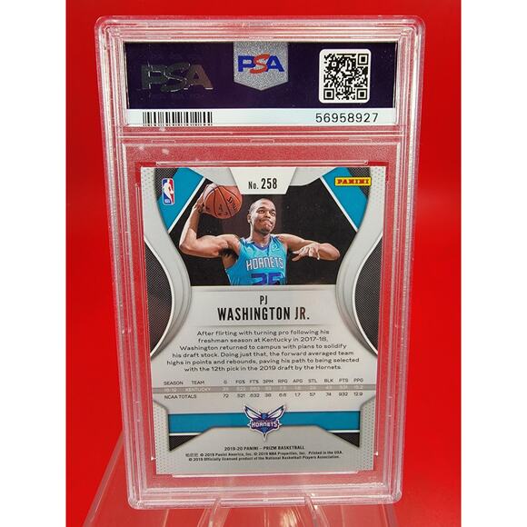 2019 Panini Prizm #258 PJ Washington Jr. Silver Wave Rookie RC Hornets PSA 9 - Picture 2 of 5